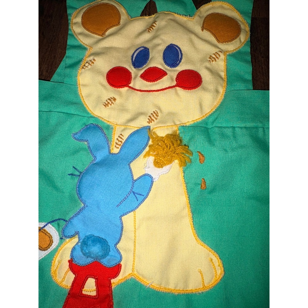 Vintage Nannekins‎ by Nannette Green Bear Bunny Applique Overalls 15-18 Months - Picture 6 of 6